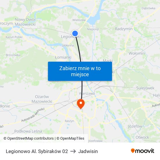 Legionowo Al. Sybiraków 02 to Jadwisin map