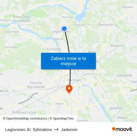 Legionowo Al. Sybiraków to Jadwisin map