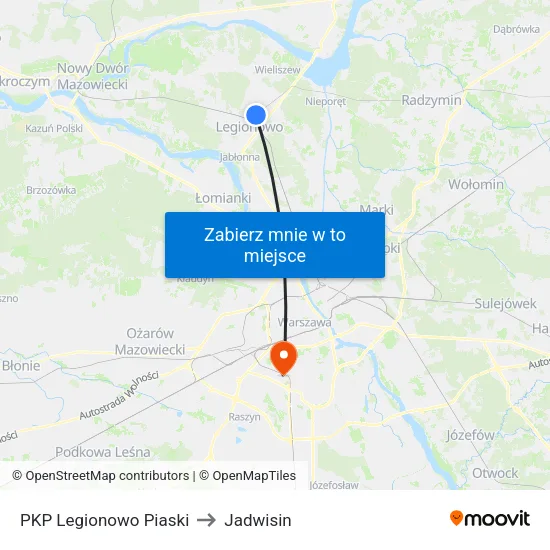 PKP Legionowo Piaski to Jadwisin map