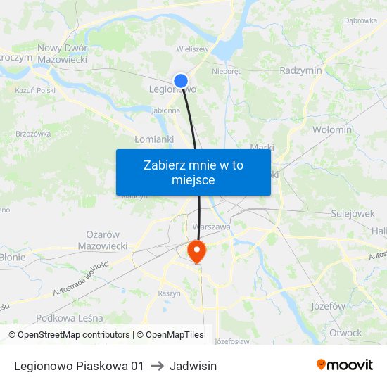 Legionowo Piaskowa 01 to Jadwisin map