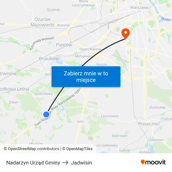 Nadarzyn Urząd Gminy to Jadwisin map