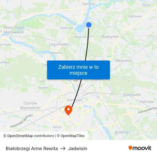 Białobrzegi Amw Rewita to Jadwisin map