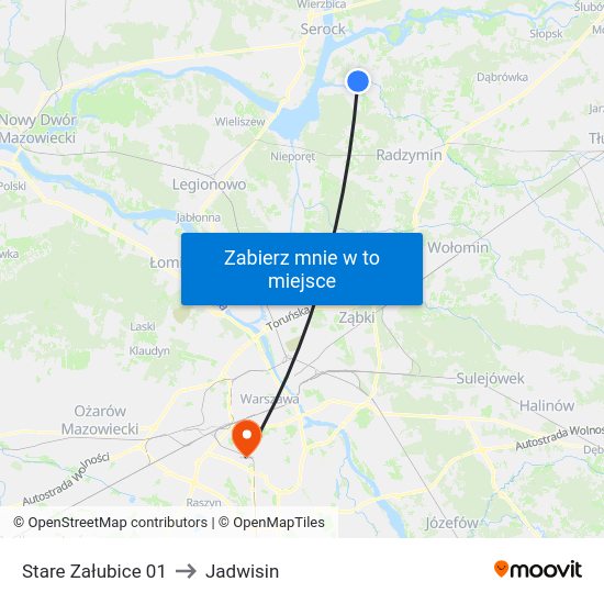 Stare Załubice to Jadwisin map