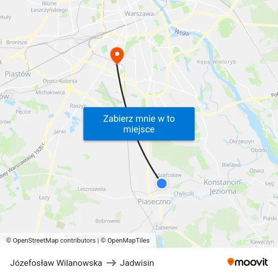 Józefosław Wilanowska to Jadwisin map