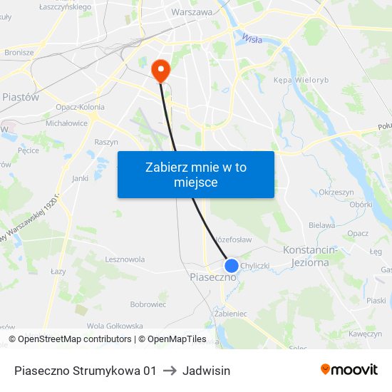 Piaseczno Strumykowa 01 to Jadwisin map