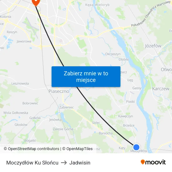 Moczydłów Ku Słońcu to Jadwisin map