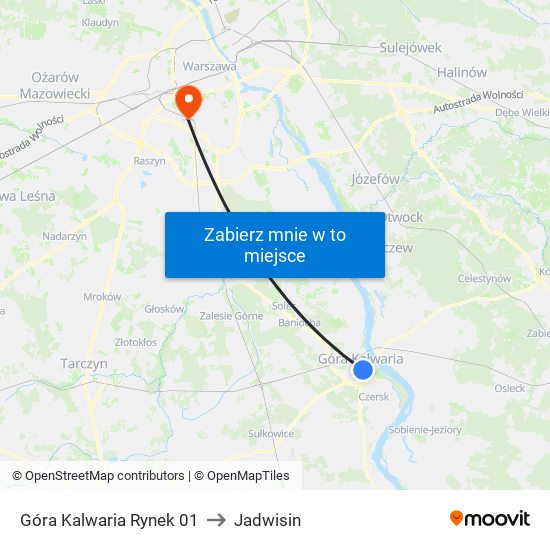 Góra Kalwaria Rynek 01 to Jadwisin map