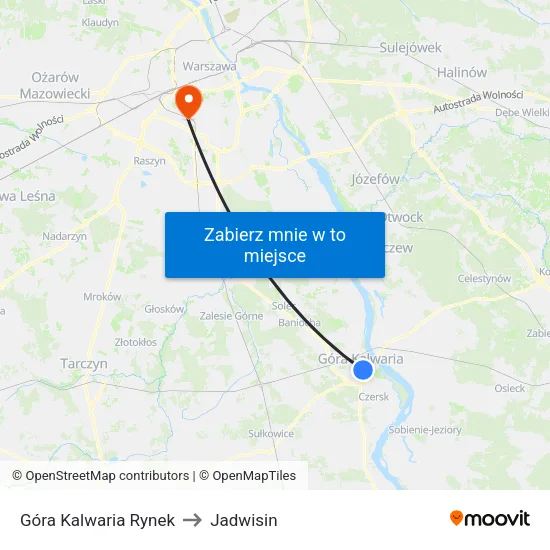 Góra Kalwaria Rynek to Jadwisin map