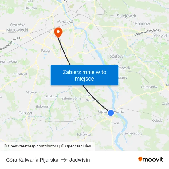 Góra Kalwaria Pijarska to Jadwisin map