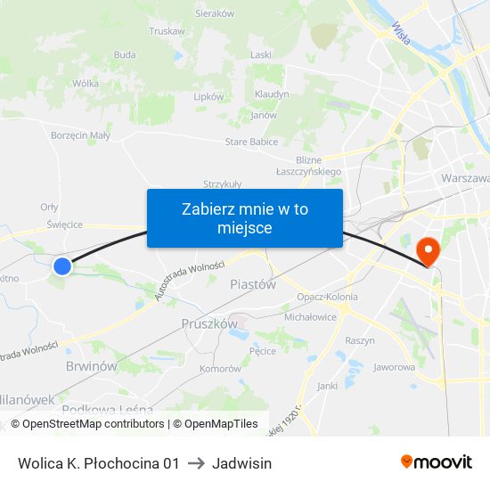 Wolica K. Płochocina to Jadwisin map