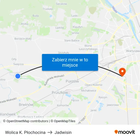 Wolica K. Płochocina to Jadwisin map