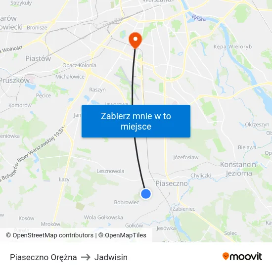 Piaseczno Orężna to Jadwisin map