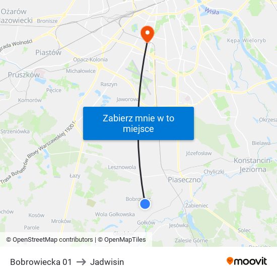 Bobrowiecka 01 to Jadwisin map