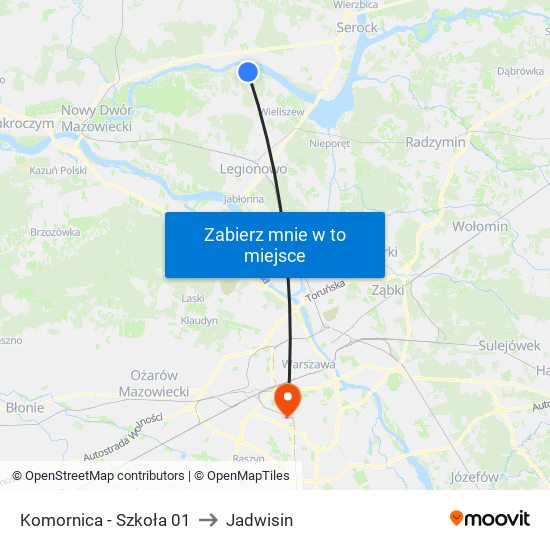 Komornica-Szkoła to Jadwisin map