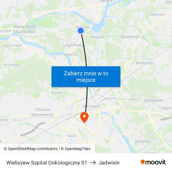 Wieliszew Szpital Onkologiczny to Jadwisin map