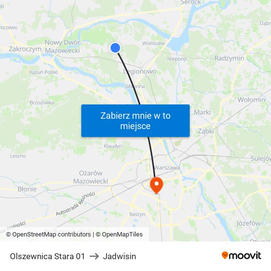 Olszewnica Stara to Jadwisin map