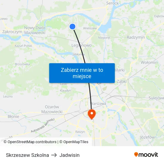 Skrzeszew Szkolna to Jadwisin map