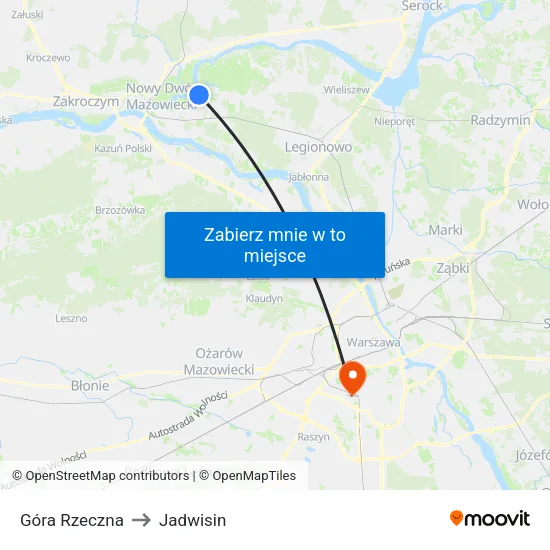 Góra Rzeczna to Jadwisin map