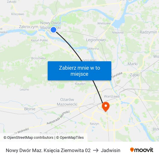 Okunin Straż to Jadwisin map