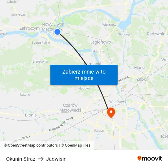 Okunin Straż to Jadwisin map