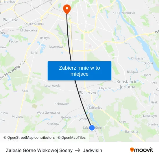 Zalesie Górne Wiekowej Sosny to Jadwisin map