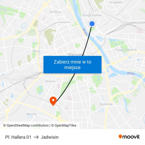Pl. Hallera 01 to Jadwisin map