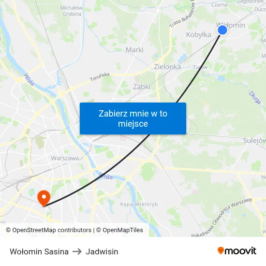 Wołomin Sasina to Jadwisin map