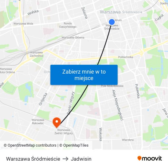 Warszawa Śródmieście to Jadwisin map