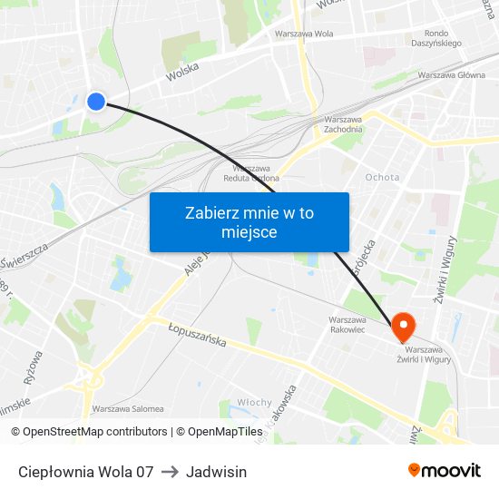 Ciepłownia Wola to Jadwisin map