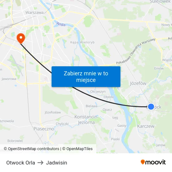 Otwock Orla to Jadwisin map