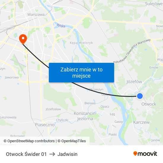 Otwock Świder 01 to Jadwisin map