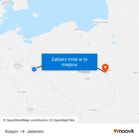 Rzepin to Jadwisin map