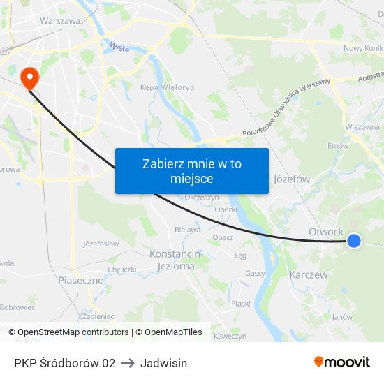 PKP Śródborów to Jadwisin map