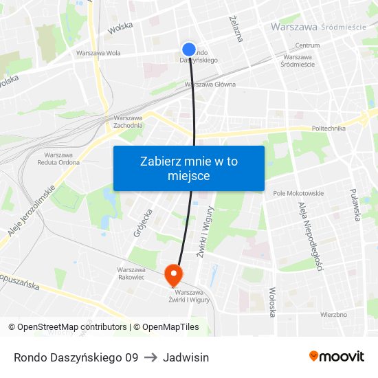 Rondo Daszyńskiego to Jadwisin map