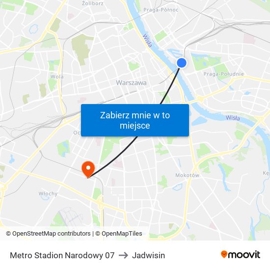 Metro Stadion Narodowy 07 to Jadwisin map