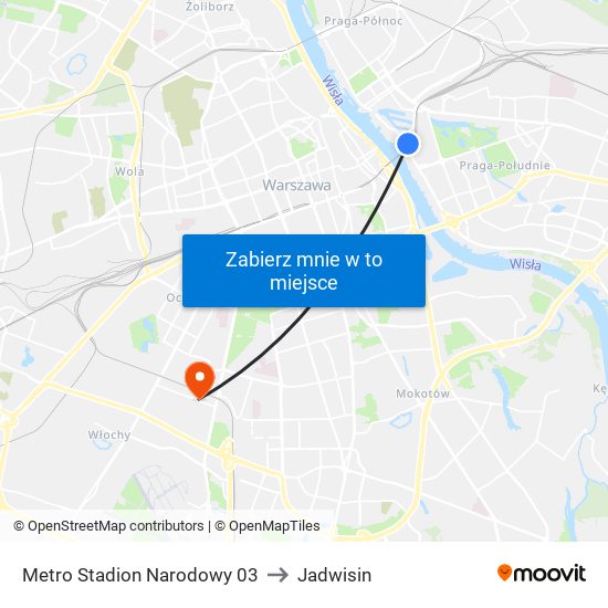 Metro Stadion Narodowy 03 to Jadwisin map