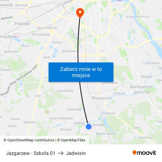 Jazgarzew - Szkoła 01 to Jadwisin map