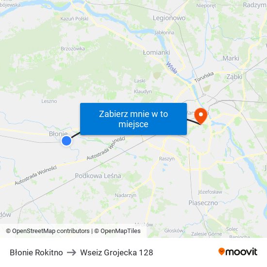 Błonie Rokitno to Wseiz Grojecka 128 map