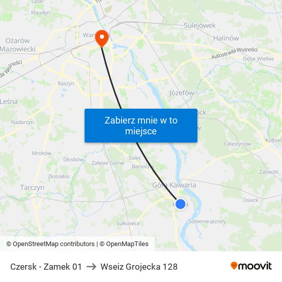 Czersk - Zamek 01 to Wseiz Grojecka 128 map