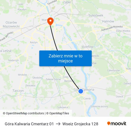 Góra Kalwaria Cmentarz 01 to Wseiz Grojecka 128 map