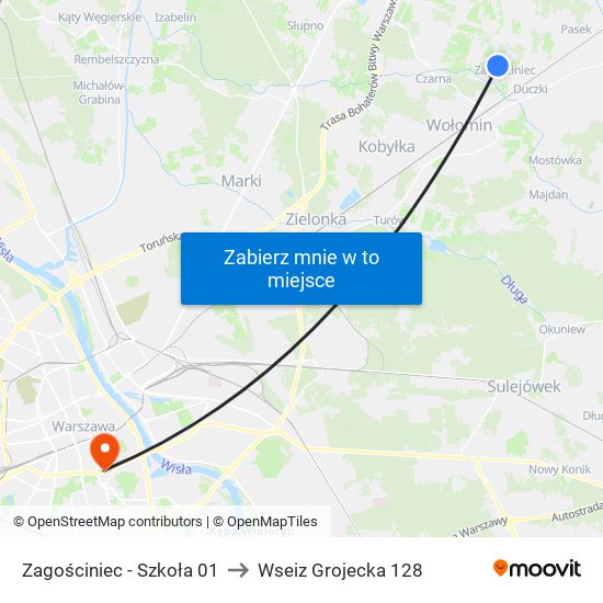 Zagościniec - Szkoła 01 to Wseiz Grojecka 128 map