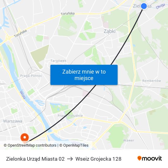 Zielonka Urząd Miasta to Wseiz Grojecka 128 map