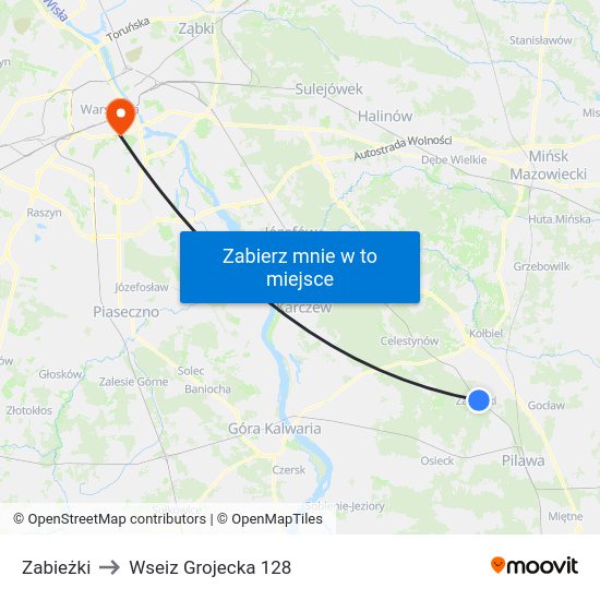 Zabieżki to Wseiz Grojecka 128 map