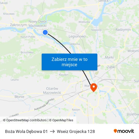 Boża Wola Dębowa 01 to Wseiz Grojecka 128 map