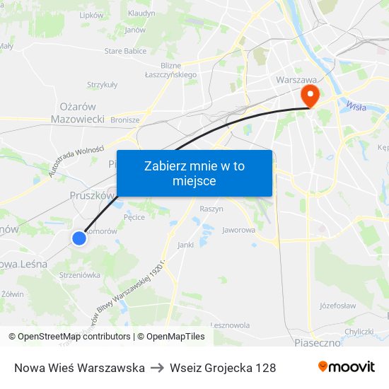 Nowa Wieś Warszawska to Wseiz Grojecka 128 map