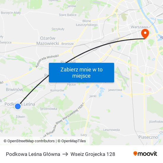 Podkowa Leśna Główna to Wseiz Grojecka 128 map