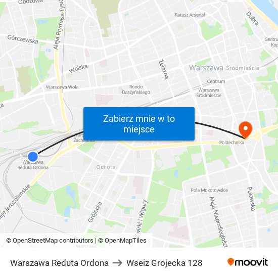 Warszawa Reduta Ordona to Wseiz Grojecka 128 map