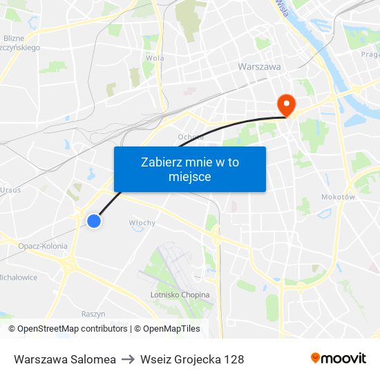 Warszawa Salomea to Wseiz Grojecka 128 map