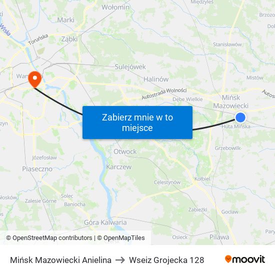 Mińsk Mazowiecki Anielina to Wseiz Grojecka 128 map