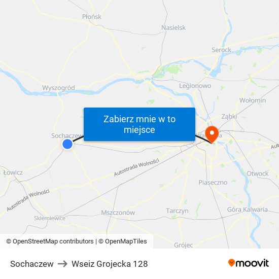 Sochaczew to Wseiz Grojecka 128 map